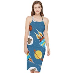 Seamless-pattern-vector-with-spacecraft-funny-animals-astronaut Bodycon Cross Back Summer Dress by Jancukart