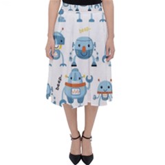 Seamless Pattern With Funny Robot Cartoon Classic Midi Skirt by Jancukart