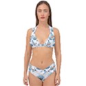 Seamless pattern with funny robot cartoon Double Strap Halter Bikini Set View1