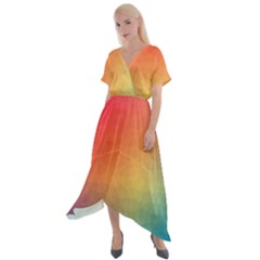 Colorful Rainbow Cross Front Sharkbite Hem Maxi Dress by artworkshop