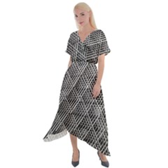 Grid Wire Mesh Stainless Rods Metal Cross Front Sharkbite Hem Maxi Dress by artworkshop