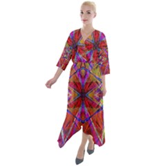 Super Shapes Quarter Sleeve Wrap Front Maxi Dress by Thespacecampers