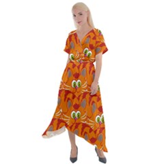 Animals Pet Cats Cross Front Sharkbite Hem Maxi Dress by artworkshop