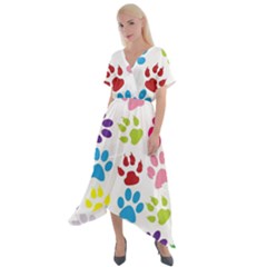 Paw Print Cross Front Sharkbite Hem Maxi Dress by artworkshop