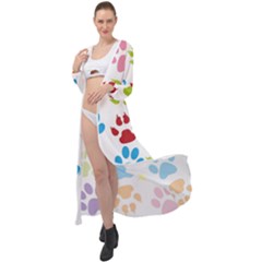 Paw Print Maxi Chiffon Beach Wrap by artworkshop