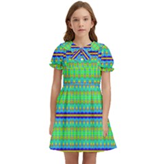 Catching Fractals Kids  Bow Tie Puff Sleeve Dress