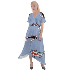 Fish Carp Koi Koi Cross Front Sharkbite Hem Maxi Dress by artworkshop