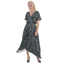 Nature Twigs Cross Front Sharkbite Hem Maxi Dress by artworkshop