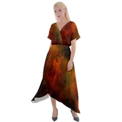 Space Science Cross Front Sharkbite Hem Maxi Dress by artworkshop