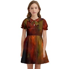 Space Science Kids  Bow Tie Puff Sleeve Dress