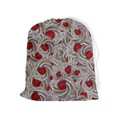 Cream With Cherries Motif Random Pattern Drawstring Pouch (xl) by dflcprintsclothing