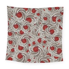 Cream With Cherries Motif Random Pattern Square Tapestry (large) by dflcprintsclothing