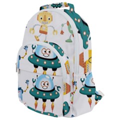 Vector-set-funny-robots-cartoon Rounded Multi Pocket Backpack by Jancukart