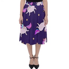 Fantasy-fat-unicorn-horse-pattern-fabric-design Classic Midi Skirt by Jancukart