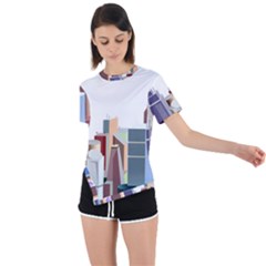 City-urban-buildings-skyscraper Asymmetrical Short Sleeve Sports Tee by Jancukart