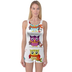 Cartoon-cute-owl-vector One Piece Boyleg Swimsuit by Jancukart