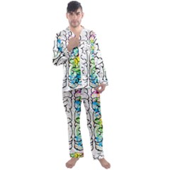 Brain-mind-psychology-idea-drawing Men s Long Sleeve Satin Pajamas Set by Jancukart