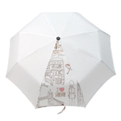 I Love London Drawing Folding Umbrellas by Jancukart