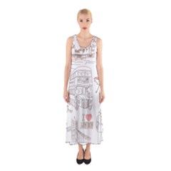 I Love London Drawing Sleeveless Maxi Dress by Jancukart