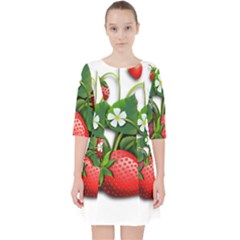 Strawberries-fruits-fruit-red Quarter Sleeve Pocket Dress by Jancukart