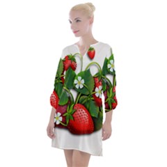 Strawberries-fruits-fruit-red Open Neck Shift Dress by Jancukart