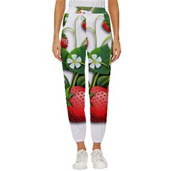 Strawberries-fruits-fruit-red Cropped Drawstring Pants by Jancukart