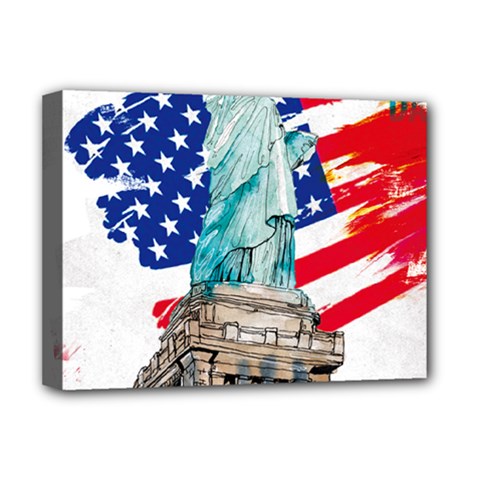 Statue Of Liberty Independence Day Poster Art Deluxe Canvas 16  X 12  (stretched)  by Jancukart