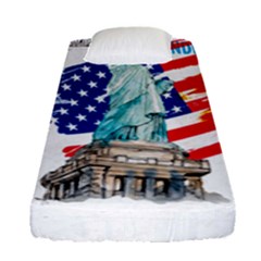 Statue Of Liberty Independence Day Poster Art Fitted Sheet (single Size) by Jancukart