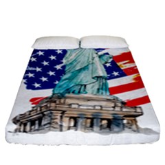 Statue Of Liberty Independence Day Poster Art Fitted Sheet (king Size) by Jancukart