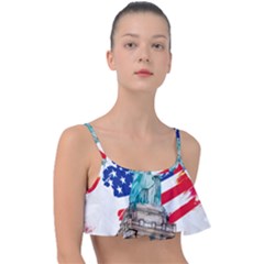 Statue Of Liberty Independence Day Poster Art Frill Bikini Top by Jancukart