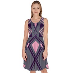 Abstract Pattern Geometric Backgrounds  Knee Length Skater Dress With Pockets by Eskimos