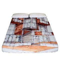 Rag-flats-onion-flats-llc-architecture-drawing Graffiti-architecture Fitted Sheet (king Size) by Jancukart