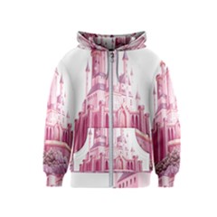 Pink Castle Kids  Zipper Hoodie by Jancukart