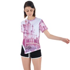 Pink Castle Asymmetrical Short Sleeve Sports Tee by Jancukart