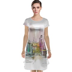 Drawing-watercolor-painting-city Cap Sleeve Nightdress by Jancukart