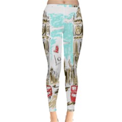 Big-ben-paris-clock-tower-vector-painted-london Inside Out Leggings by Jancukart