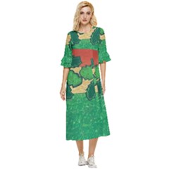 Palmtrees At Sunset  Double Cuff Midi Dress by Hayleyboop