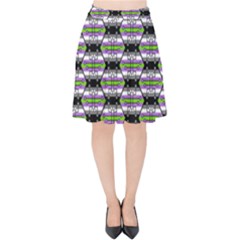 Hackers Town Void Mantis Hexagon Agender Nine 9 Stripe Pride Flag Velvet High Waist Skirt by WetdryvacsLair