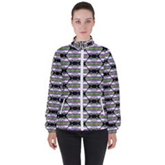 Hackers Town Void Mantis Hexagon Agender Nine 9 Stripe Pride Flag Women s High Neck Windbreaker by WetdryvacsLair