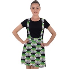 Hackers Town Void Mantis Hexagon Aromantic Pride Flag Velvet Suspender Skater Skirt by WetdryvacsLair