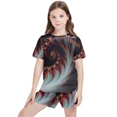 Digital-fractal-fractals-fantasy Kids  Tee And Sports Shorts Set by Jancukart