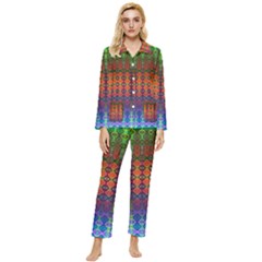 Fractaled Pixels Womens  Long Sleeve Velvet Pocket Pajamas Set by Thespacecampers