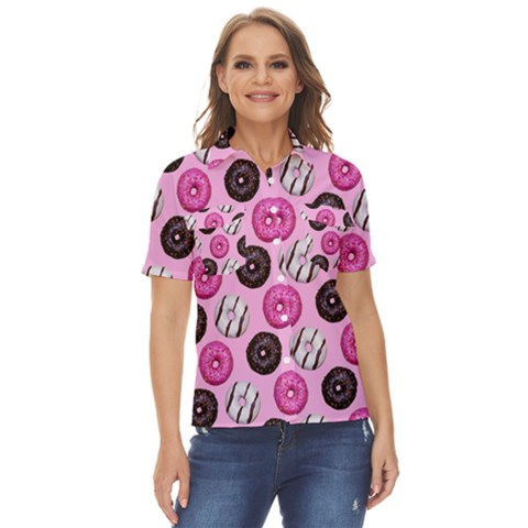 Dessert Women s Short Sleeve Double Pocket Shirt by nate14shop