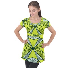 Abstract Pattern Geometric Backgrounds  Puff Sleeve Tunic Top by Eskimos