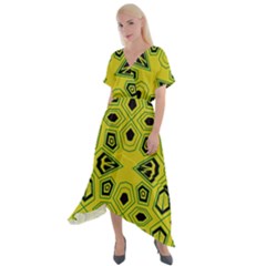 Abstract Pattern Geometric Backgrounds  Cross Front Sharkbite Hem Maxi Dress by Eskimos