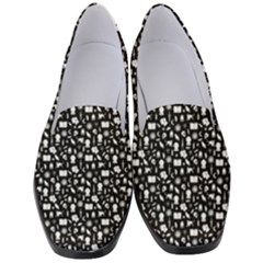 Small Bright White Halloween Motifs Skulls, Spells & Cats On Spooky Black  Women s Classic Loafer Heels by PodArtist