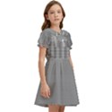 Small Soot Black and White Handpainted Houndstooth Check Watercolor Pattern Kids  Bow Tie Puff Sleeve Dress View2