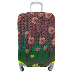 Floral Vines Over Lotus Pond In Meditative Tropical Style Luggage Cover (medium) by pepitasart