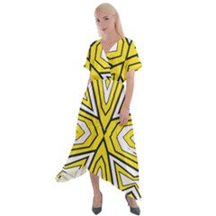 Abstract Pattern Geometric Backgrounds  Cross Front Sharkbite Hem Maxi Dress by Eskimos