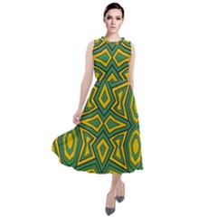 Abstract Pattern Geometric Backgrounds Round Neck Boho Dress by Eskimos